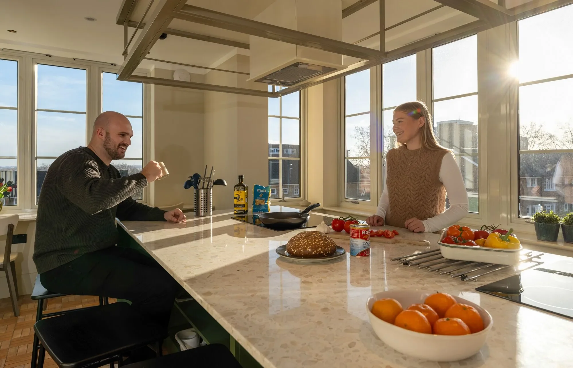Holm Living — sunlit shared kitchen at Wimbledon Park